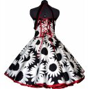 Tanzkleid 50er zum Petticoat schwarz weiße große Blumen 36