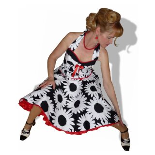 Tanzkleid 50er zum Petticoat schwarz weiße große Blumen mit Bandwahl