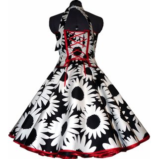 Tanzkleid 50er zum Petticoat schwarz weiße große Blumen mit Bandwahl