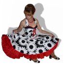 Tanzkleid 50er zum Petticoat schwarz weiße große Blumen mit Bandwahl