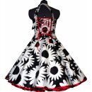 Tanzkleid 50er zum Petticoat schwarz weiße große Blumen mit Bandwahl