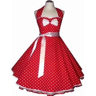 Tanzkleid 50er Jahre zum Petticoat rot weiße Punkte 34