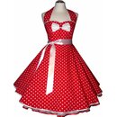 Tanzkleid 50er Jahre zum Petticoat rot weie Punkte 34