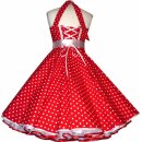 Tanzkleid 50er Jahre zum Petticoat rot weiße Punkte 34