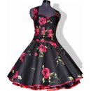 Edles Petticoatkleid 50er Jahre schwarz rote Rosen 36