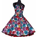 Retrokleid Petticoat rot türkis pink schwarz  Blumen