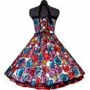 Retrokleid Petticoat rot türkis pink schwarz  Blumen