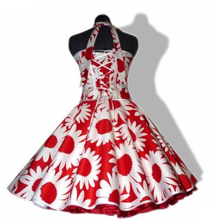 Tanzkleid 50er zum Petticoat rot weiße große Blumen