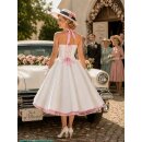 50er Jahre Brautkleid weiß grau rosa Akzent mit Punkten
