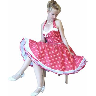 50er Korsagen Petticoat Kleid rot kleine weiße Punkte 34-44