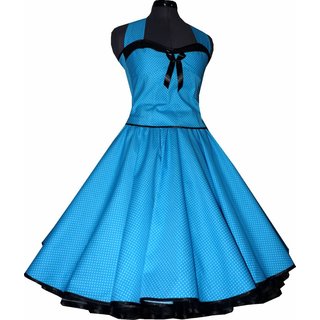 Tanzkleid der 50er Petticoat Kleid türkis winzige weiße Punkte
