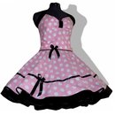 Kleid Rockabilly rosa-weiße große Punkte mit schwarzem...
