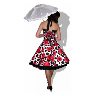 Petticoat Tanzkleid der 50er rote Mohnblumen schwarze Punkte