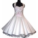 50er Jahre Brautkleid weiß zum Petticoat Dekoltee Orchidee Blumen 36