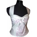 50er Jahre Brautkleid weiß zum Petticoat Dekoltee Orchidee Blumen 36