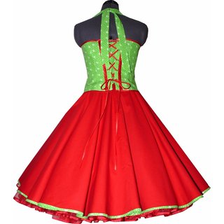  Tanzkleid im 50er Stil zum Petticoat grün rot mit kleinen Röschen 40