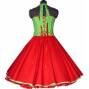 Tanzkleid im 50er Stil zum Petticoat grün rot mit kleinen Röschen 40