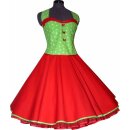 Tanzkleid im 50er Stil zum Petticoat grün rot mit kleinen Röschen 40