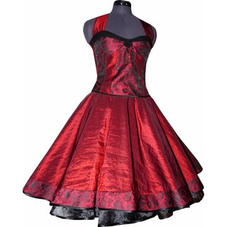Taft Kleid zum Petticoat bordeaux Blumen Unikat Gr 36