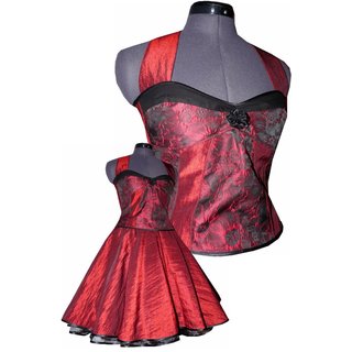 50er Jahre Taft Kleid zum Petticoat bordeaux Blumenakzent Model 1