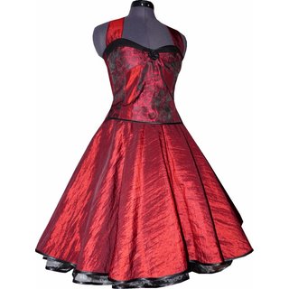 50er Jahre Taft Kleid zum Petticoat bordeaux Blumenakzent Model 1