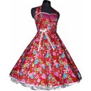 50er Jahre Tanzkleid zum Petticoat rot bunte Blumen