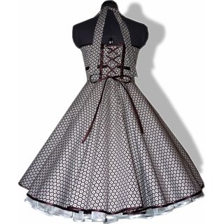 50er Tanzkleid zum Petticoat Retroblumen Farbwahl braun rot pink türkis schwarz grün lila