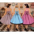 50er Tanzkleid zum Petticoat Retroblumen Farbwahl braun rot pink türkis schwarz grün lila