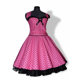 50er Punkte Korsagenkleid pink kleine schwarze VintageTupfen