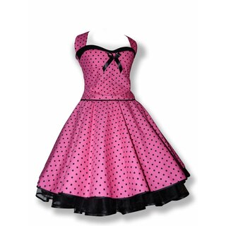 50er Punkte Korsagenkleid pink kleine schwarze VintageTupfen