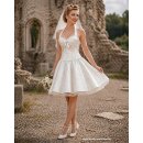 50er Jahre Hochzeitskleid Rosen Design Brautkleid zum Petticoat weiß