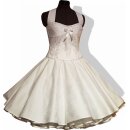50er Jahre Hochzeitskleid Rosen Design Brautkleid zum Petticoat weiß