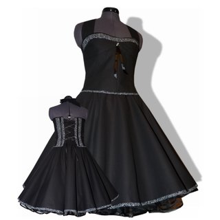 Festliches 50er Petticoatkleid schwarz Saum florales Design