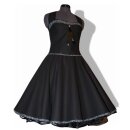 Festliches 50er Petticoatkleid schwarz Saum florales Design