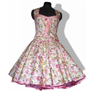 50er Jahre Tanzkleid Petticoatkleid rosa gelbe Blumen