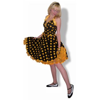 Punktekleid Rockabilly schwarz groe gelbe Tupfen