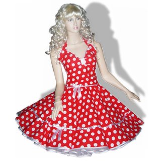 Kleid Rockabilly 3 rot-weiße große Punkte
