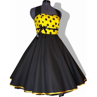 50er Petticoatkleid  Tanzkleid gelb schwarze Punkte zum Petticoat 34-44