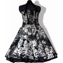 50er Petticoatkleid festlich weiß schwarze Blumen und Farne
