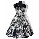 50er Petticoatkleid festlich weiß schwarze Blumen und Farne
