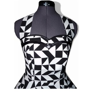 50er Petticoatkleid Tanzkleid schwarz weiße abstrakte Dreiecke