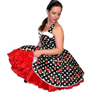 Petticoat Kleid Tanzkleid schwarz weiße Punkte rote Kirschen