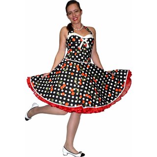 Petticoat Kleid Tanzkleid schwarz weie Punkte rote Kirschen