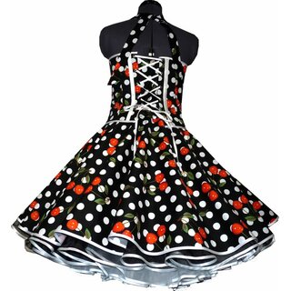 Petticoat Kleid Tanzkleid schwarz weiße Punkte rote Kirschen  36