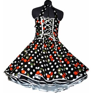 Petticoat Kleid Tanzkleid schwarz weie Punkte rote Kirschen  36