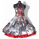 50er Kleid zum Petticoat Gothik Vampir Mystik Rosen grau rot