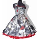 50er Kleid zum Petticoat Gothik Vampir Mystik Rosen grau rot