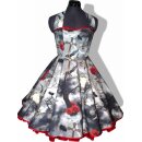 50er Kleid zum Petticoat Gothik Vampir Mystik Rosen grau rot