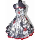 50er Kleid zum Petticoat Gothik Vampir Mystik Rosen grau rot