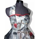 50er Kleid zum Petticoat Gothik Vampir Mystik Rosen grau rot